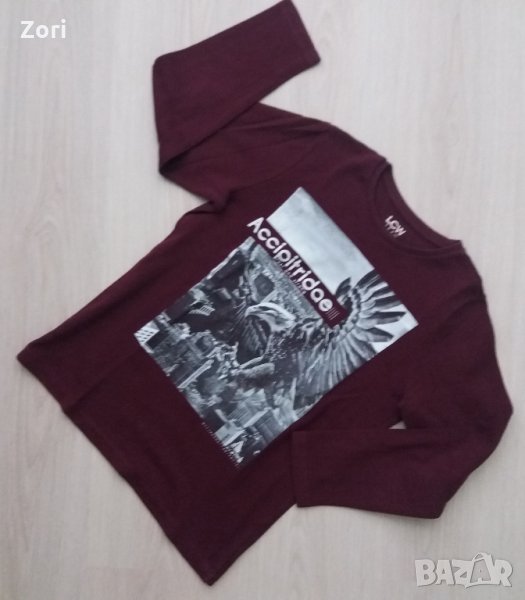 Блуза в бордо с щампа орел, снимка 1