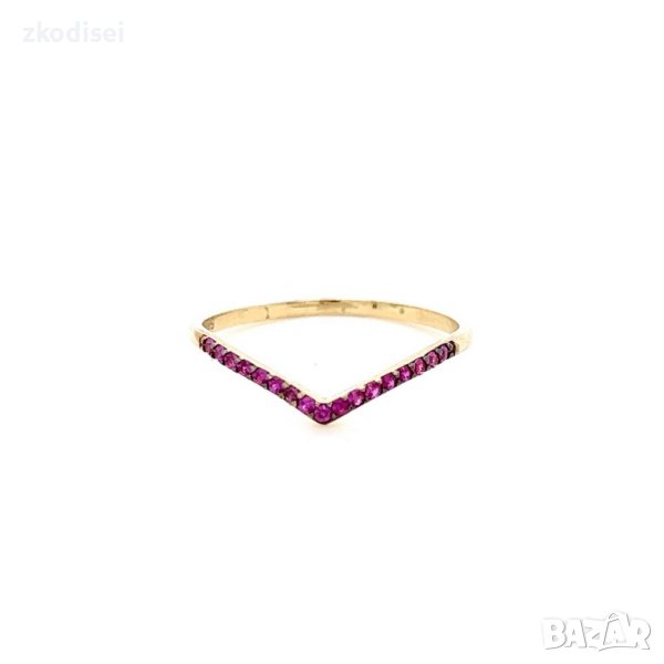 Златен дамски пръстен 0,88гр. размер:56 14кр. проба:585 модел:21886-5, снимка 1