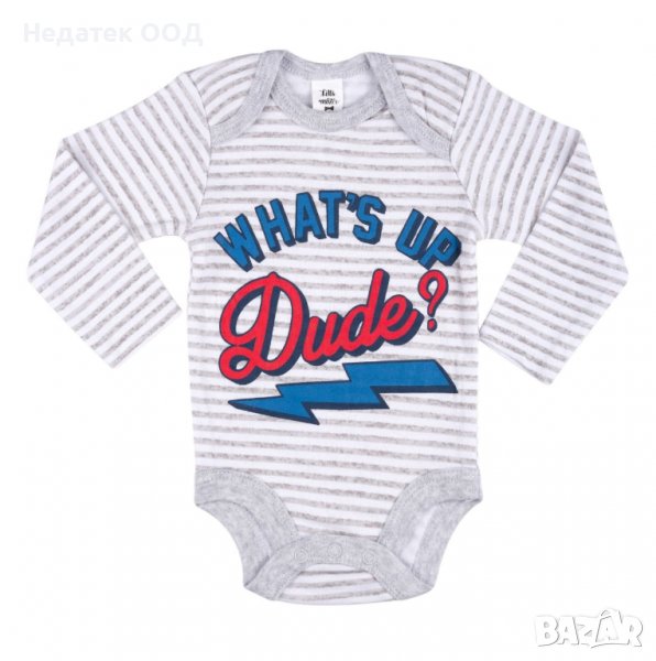 Памучно боди, What`s up dude, 18 - 24 м, Многоцветно райе, снимка 1