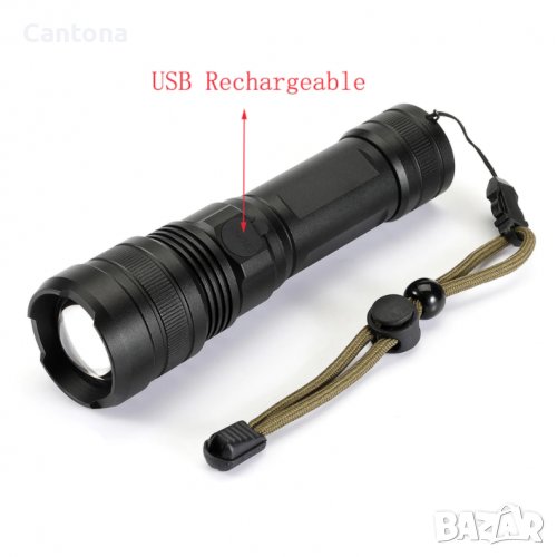 Супер мощен фенер P90, 10 000lm, до 500 метра, акумулаторна батерия, USB, снимка 1