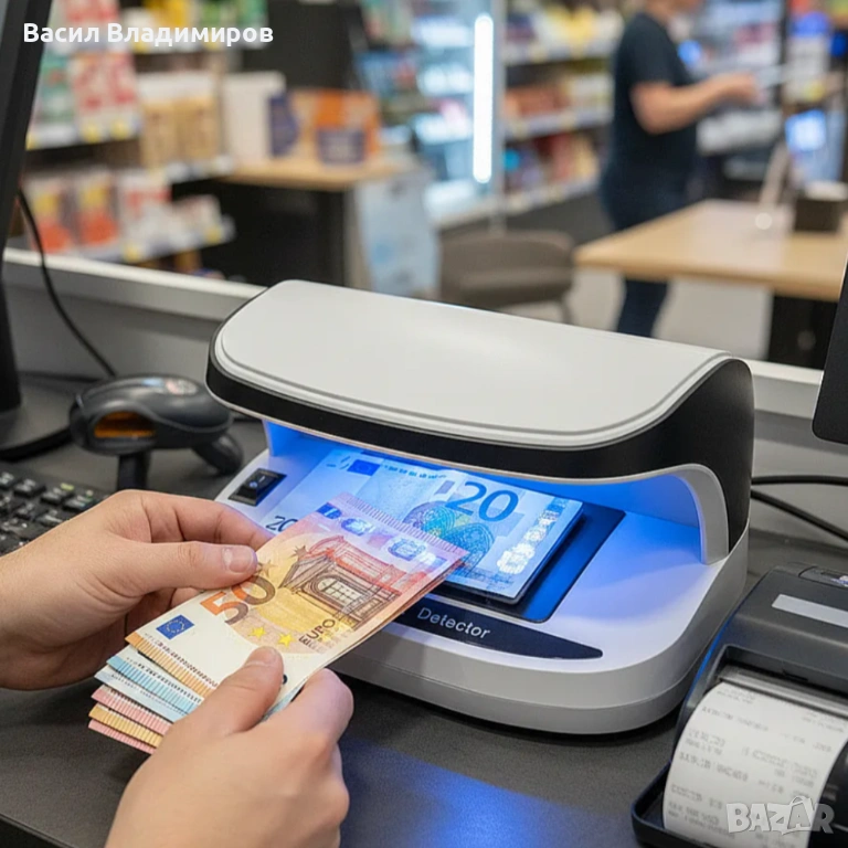 Детектор за фалшиви банкноти с UV LED светлина и акумулаторна батерия, снимка 1