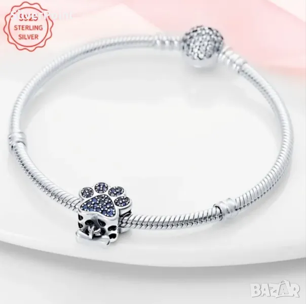 Сребърен талисман за Пандора лапичка, снимка 1