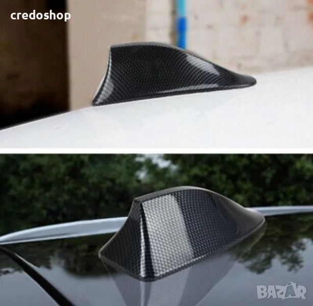 Автомобилна FM Антена за таван Карбон тип Акула, перка, shark, снимка 1