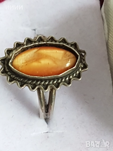 Сребърен пръстен с камък гема делфин, снимка 1