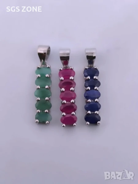 СРЕБЪРНА ВИСУЛКА РУБИН, САПФИРИ, ИЗУМРАДИ., снимка 1