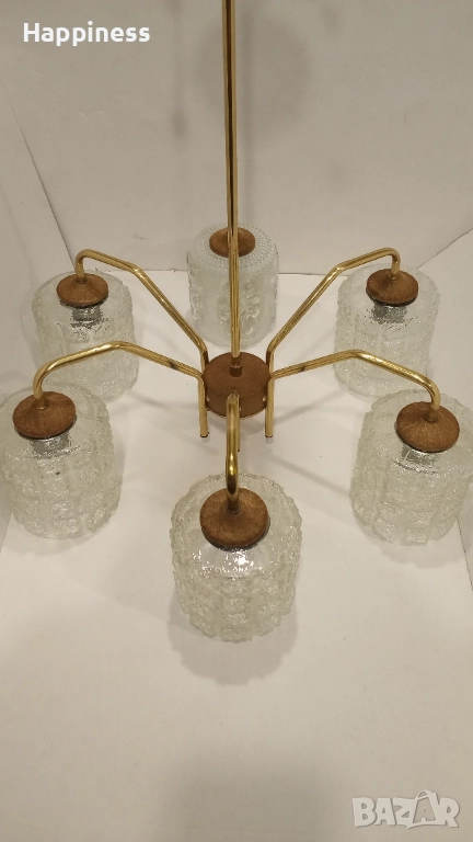 Абажур (полилей) от месинг с 6 Нови LED крушки, снимка 1