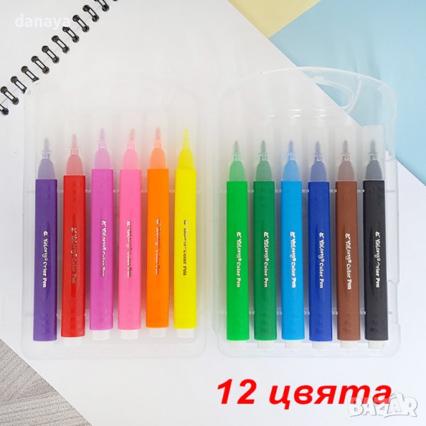 3072 Флумастери в куфарче с триъгълно тяло, 12 цвята, снимка 1