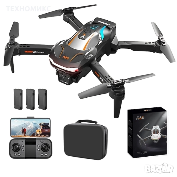 Дрон A88 PRO, модел Състезателен , сгъваем с двойна 1080P камера, снимка 1