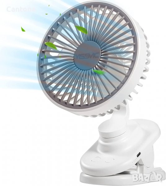 YISSVIC настолен вентилатор с клипс, 4000 mAh (макс. 36 часа),въртене на 360°,автоматична осцилация, снимка 1