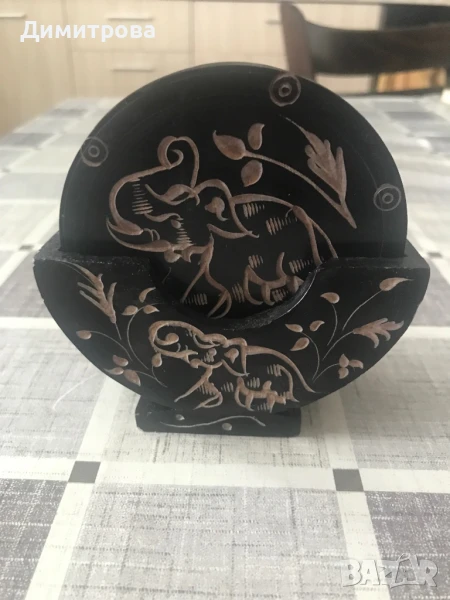 Гранитни гравирани подложки за чаши - комплект, снимка 1