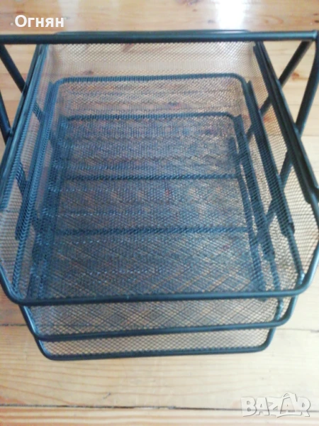 Комплект от 3 мрежести метални тави за документи, черни, снимка 1