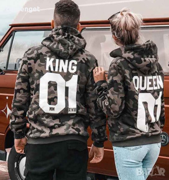 За ВЛЮБЕНИ! Мъжки и Дамски CAMO суичъри KING & QUEEN Military - камуфлаж., снимка 1