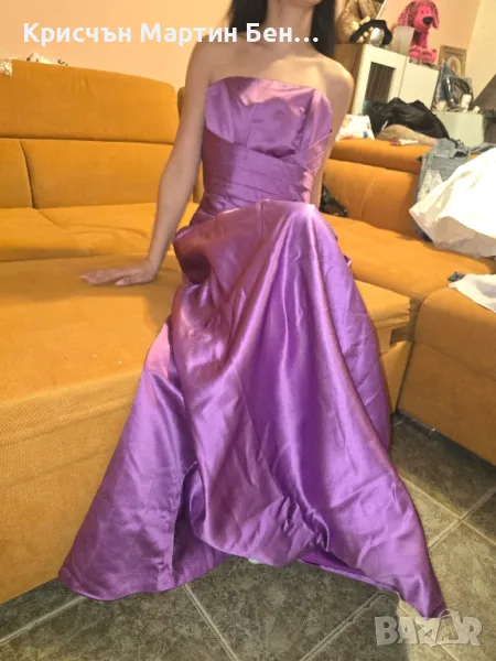 Дълга сатен коприна   рокля. , снимка 1