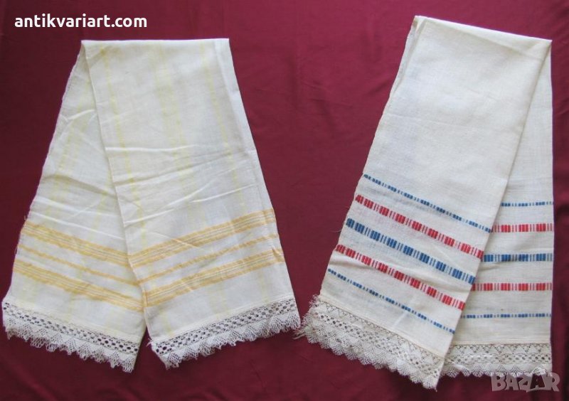 19 век 2 броя Ръчно тъкани Кърпи, снимка 1