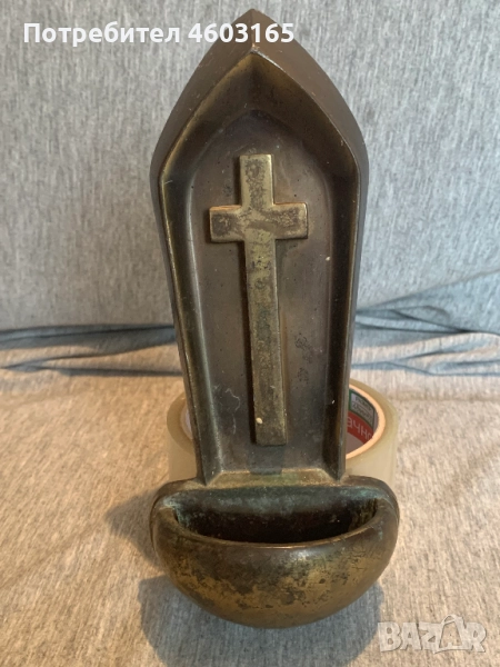  бронзов купел с кръст за стена, снимка 1