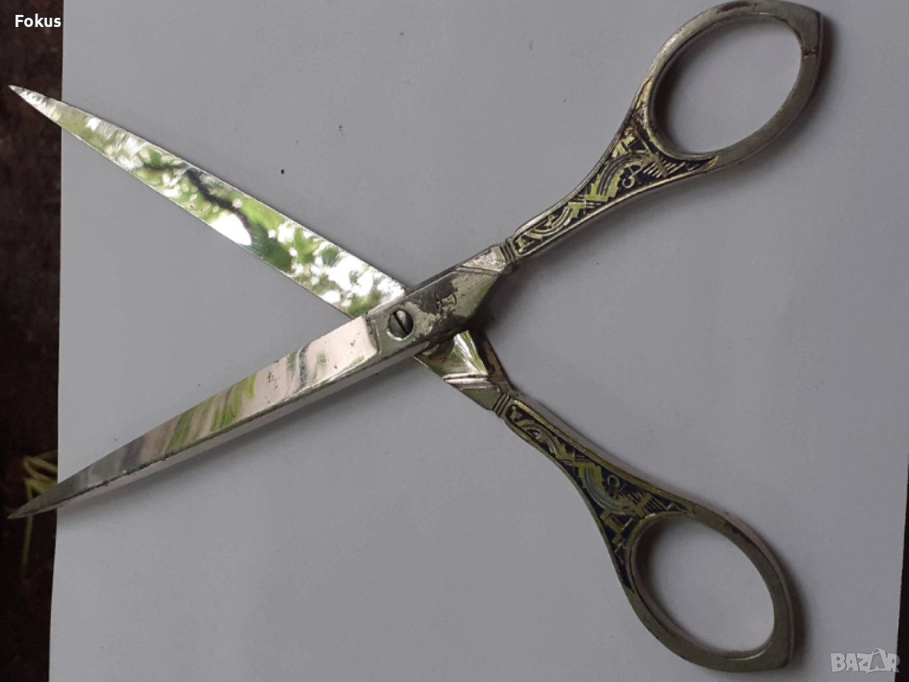 Стара ножица с емайл, снимка 1