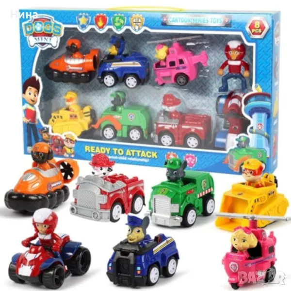 Комплект Paw Patrol кученца с машини, снимка 1