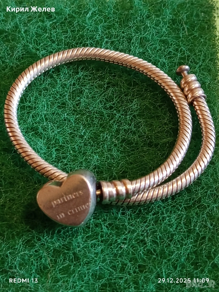 Сребърна гривна от колекция на Pandora Moments с сърце елегантен дизайн 51082, снимка 1