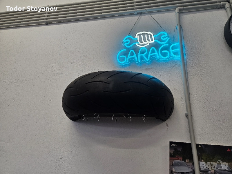 🔥 Уникална Мото Стойка / Органайзер от Реална Мото Гума – Ръчна Изработка! 🔧🏍️ — 75 лв, снимка 1