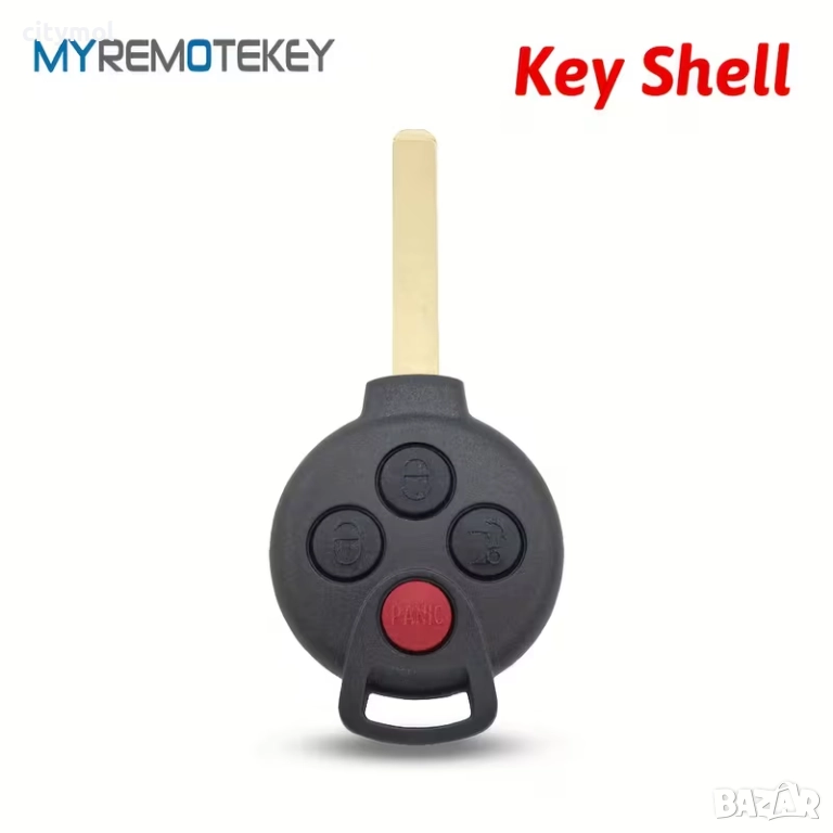 Кутийка за ключ с 4 бутона за Smart ForTwo / ForFour с острие HU, снимка 1