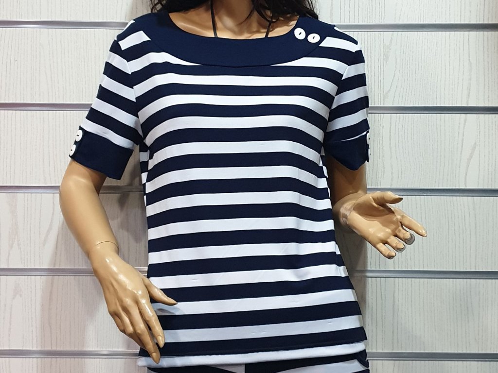 Нова дамска моряшка блуза с къс ръкав, широко райе в Тениски в гр. Варна -  ID27999734 — Bazar.bg