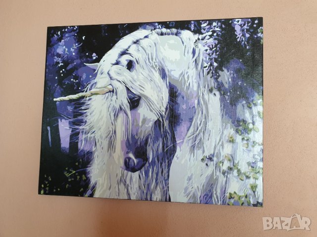 Картина рисувана акрил 40-50см еднорог , снимка 4 - Картини - 28422992