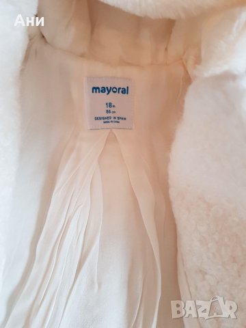 Елегантно бебешко палтенце от фин косъм за момиче Mayoral , снимка 6 - Бебешки якета и елеци - 34600658