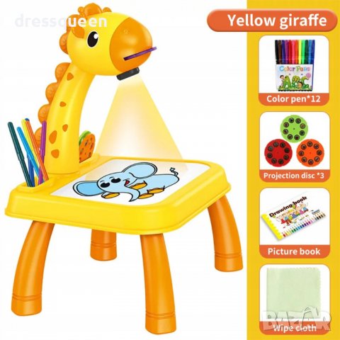 3290 Детска масичка с проектор на картинки с идеи за рисуване и флумастери, снимка 4 - Рисуване и оцветяване - 37550278