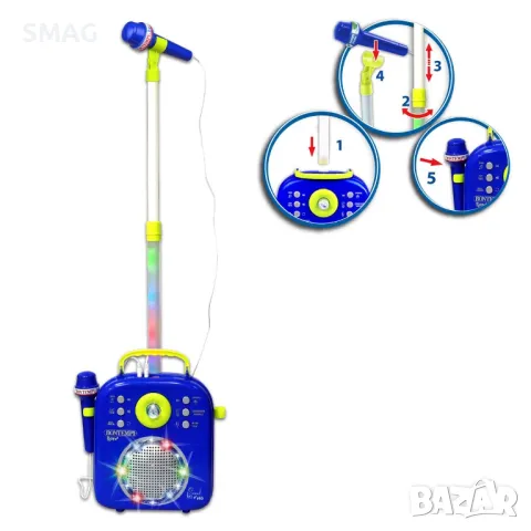 Микрофони за караоке със стойка за звук и светлина S_1244091, снимка 2 - Музикални играчки - 48617590