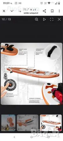 Дъска за SUP Physionics - Гребло за изправяне - Пълен комплект - 305 см - Розово злато, снимка 11 - Водни спортове - 50072730