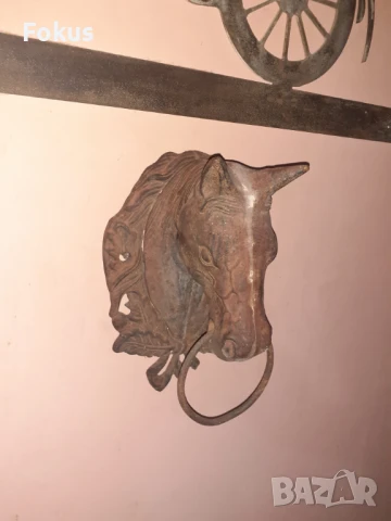 Уникална находка Старо чугунено чукало за врата конска глава, снимка 3 - Антикварни и старинни предмети - 51368661