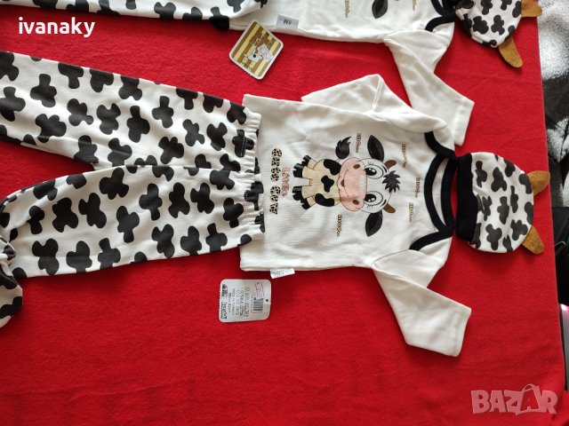 Намалено от 36лв Бебешки комплект от 3 части, боди ританки, шапка Крава, снимка 8 - Комплекти за бебе - 43844369