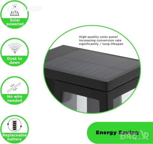 LUTEC Соларна стенна лампа алуминиева с прозрачно стъкло, водоустойчива, вкл. крушка E27, черна, снимка 8 - Соларни лампи - 49546426