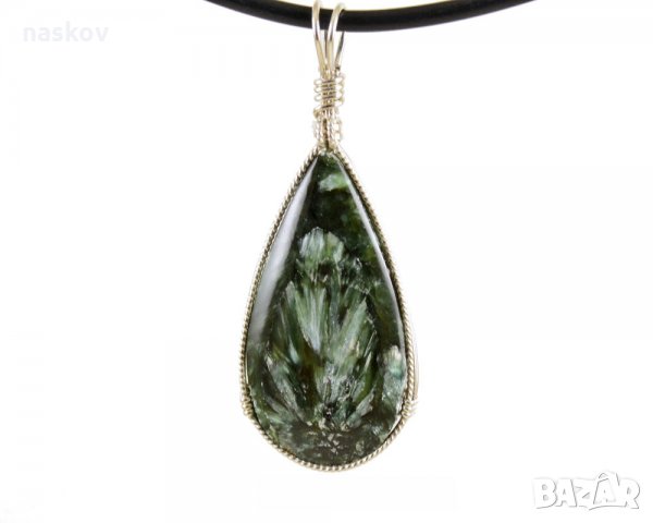 Серафинит сребърна висулка - Уникат, снимка 5 - Колиета, медальони, синджири - 28456738