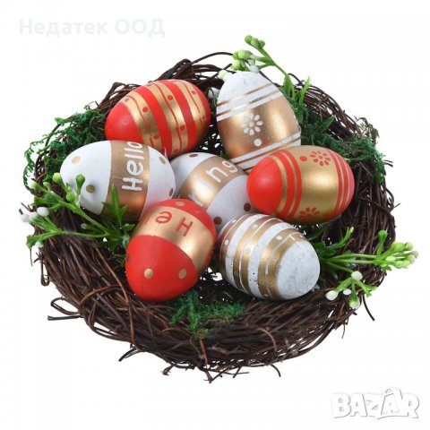 Великденскa декорация, Гнездо с яйца, 16х5см, Многоцветна