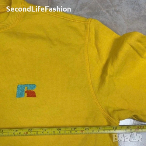 Мъжки суитшърт Russell Athletic Premium Pro жълт размер M, снимка 4 - Суичъри - 53379425