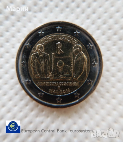 2 Евро 2018 RI Италия- монета с дефект, снимка 3 - Нумизматика и бонистика - 53523582