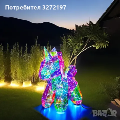 Ръчно изработена USB Великолепна, голяма, светеща скулптура LED Еднрог, снимка 4 - Настолни лампи - 47979237