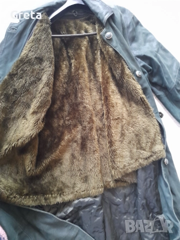 Зелено палто естествена кожа, снимка 4 - Палта, манта - 52416830