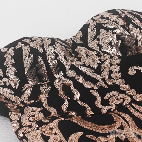 Луксозна къса черна официална рокля с пайети, снимка 8 - Рокли - 27596054