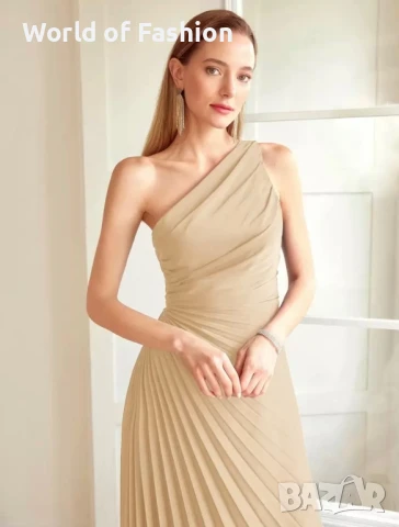 Рокля в златисто, снимка 3 - Рокли - 50662926
