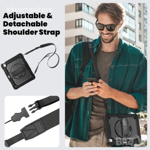 iPad Air 13 (2025) / (2024) Hybrid Tablet Case with Hand Grip & Strap TPU Силиконов Калъф и Протекто, снимка 11 - Калъфи, кейсове - 50030721