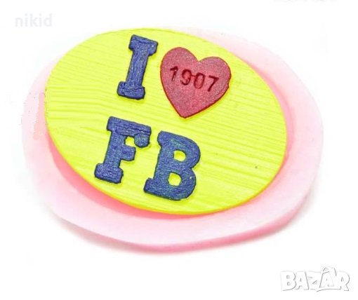 I ❤ FB лого надпис табела силиконов молд форма фондан гипс шоколад декор
