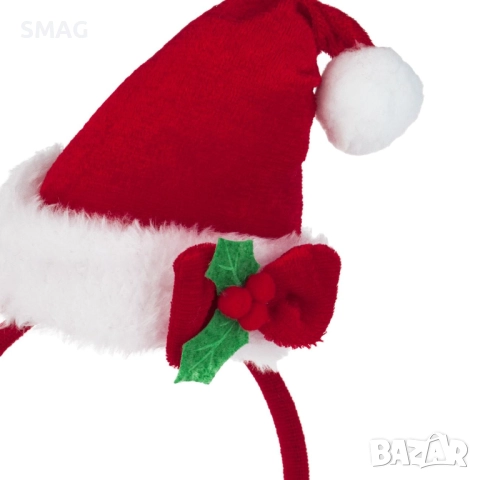 Коледна диадема шапка на Дядо Коледа с панделка_1242796, снимка 2 - Шноли, диадеми, ленти - 52690966
