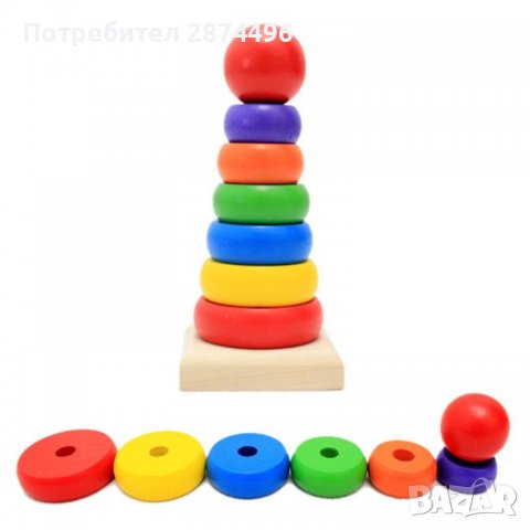 3674 Дървена пирамида, снимка 6 - Образователни игри - 36738462