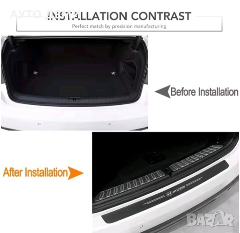 черни карбонови стикери за прагове стикер лепенка Хюндай Hyundai кола автомобил джип , снимка 4 - Аксесоари и консумативи - 48378746