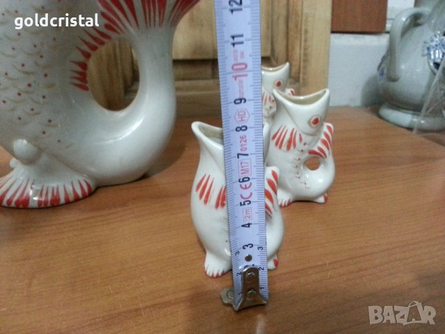 Руски порцелан чашки рибки и бутилка риба, снимка 3 - Антикварни и старинни предмети - 38505421