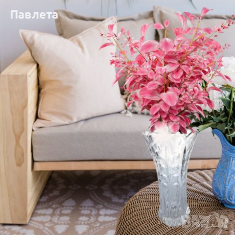 Стъклена ваза с флорален мотив, снимка 4 - Вази - 43132247