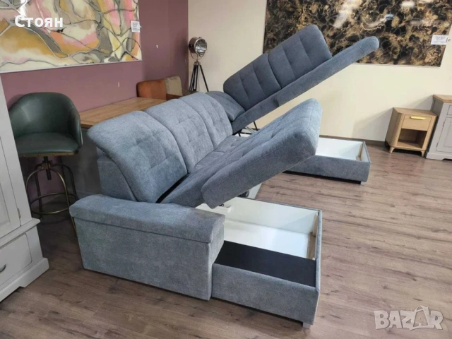 ПРОМОЦИЯ!!! Светло сив П - образен ъглов диван Nixon с функция сън, снимка 3 - Дивани и мека мебел - 52829699