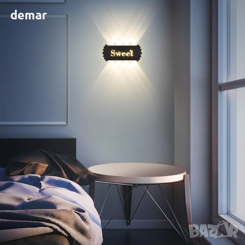 Черен модерен LED стенен аплик "Sweet", 10W, снимка 5 - Лед осветление - 43136215